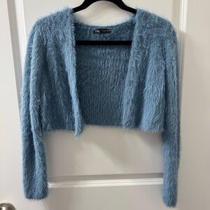 Zara Cropped Fluffy Cardigan